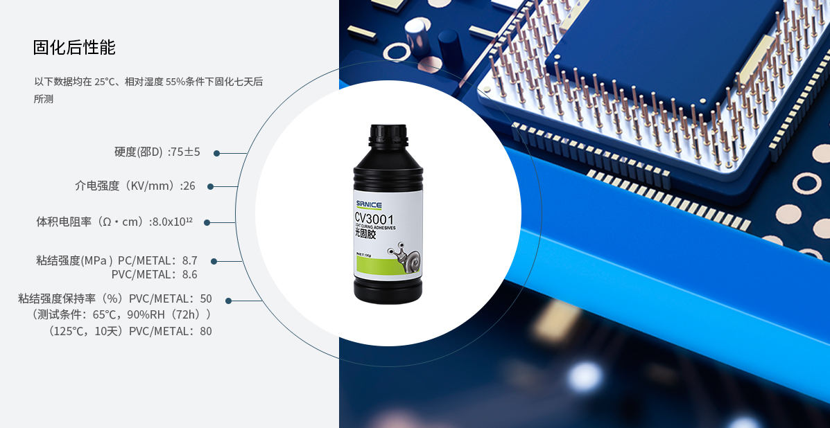 固定光固膠CV3001固化后性能參數(shù)